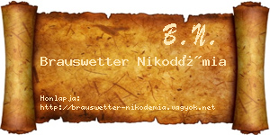 Brauswetter Nikodémia névjegykártya